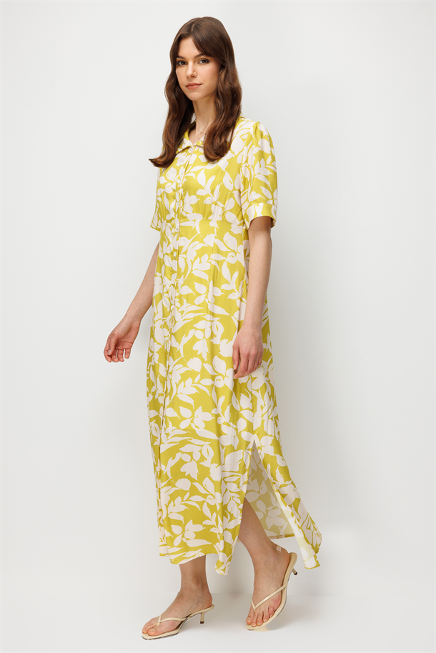 Çiçek Desenli Uzun Elbise-Y.YEŞİLİ