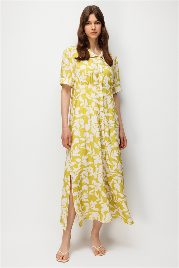 Çiçek Desenli Uzun Elbise-Y.YEŞİLİ