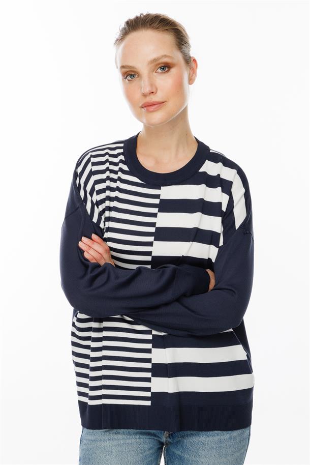 Çizgi Desenli Kazak-LACI