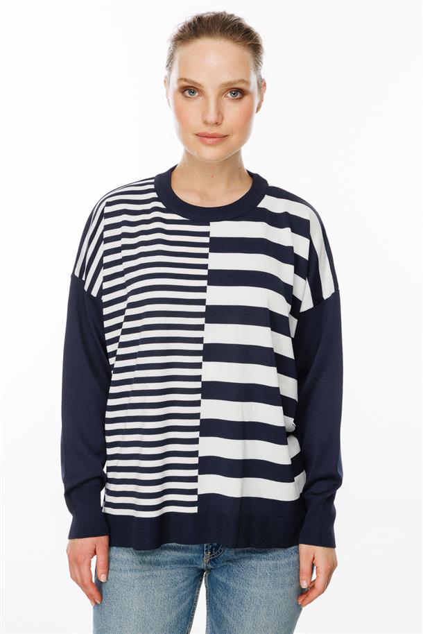 Çizgi Desenli Kazak-LACI