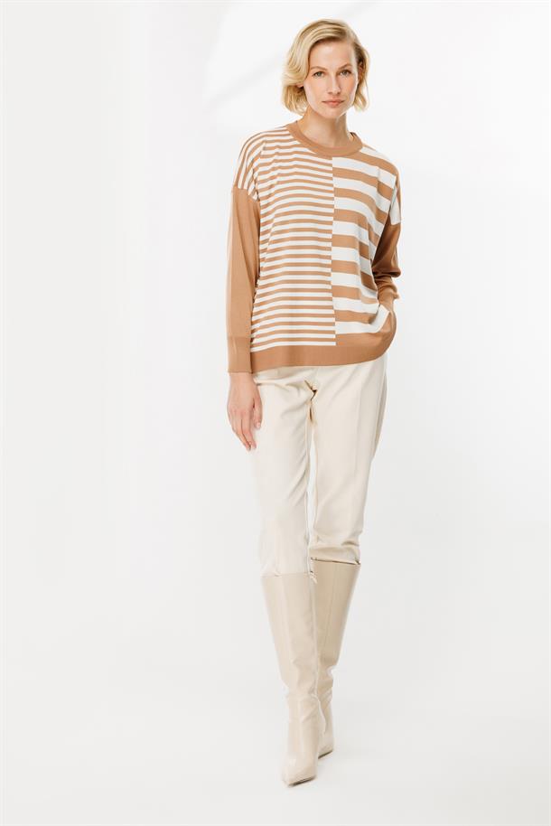 Çizgi Desenli Kazak-CAMEL