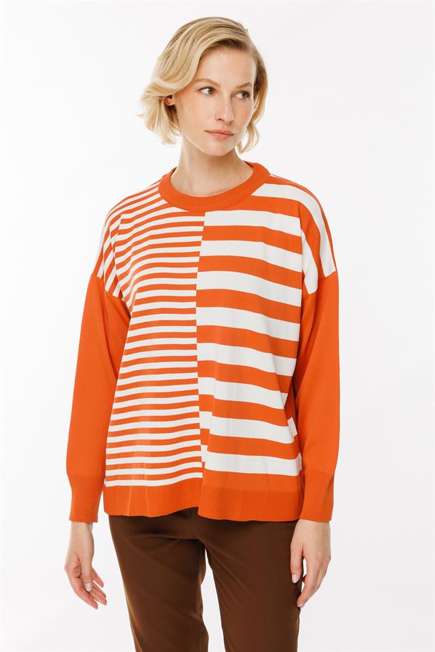 Çizgi Desenli Kazak-ŞEFTALİ