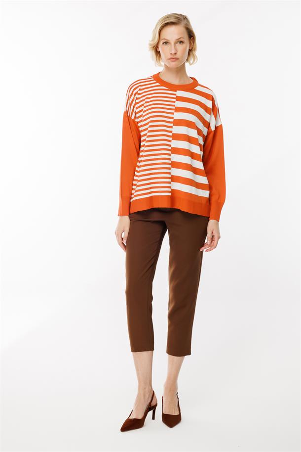 Çizgi Desenli Kazak-ŞEFTALİ