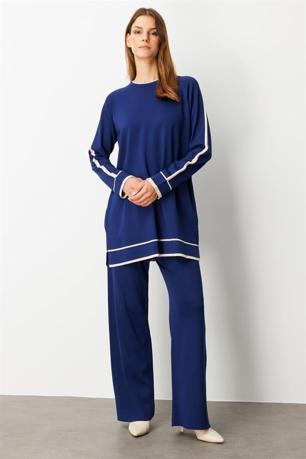 Çizgi Detaylı Triko Takım-SAX