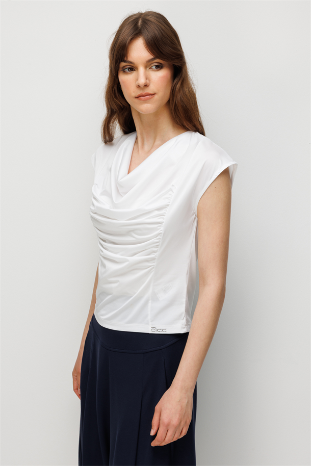 Degaje Yaka Drapeli Bluz-KEMIK