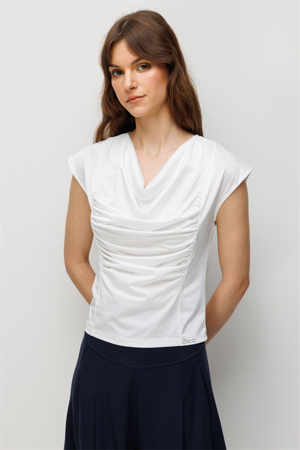 Degaje Yaka Drapeli Bluz-KEMIK