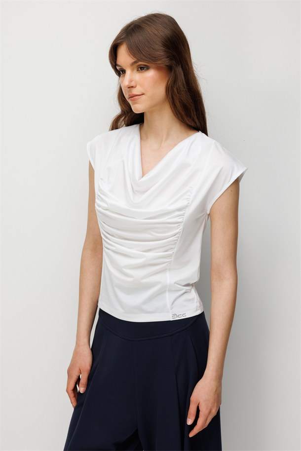 Degaje Yaka Drapeli Bluz-KEMIK