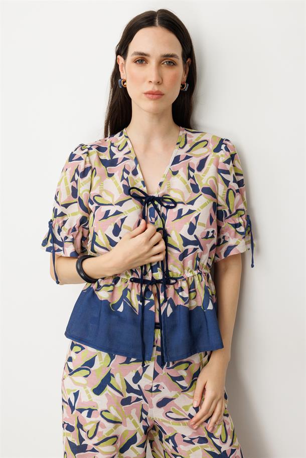 Desenli Bol Paça Pantolon-LACI