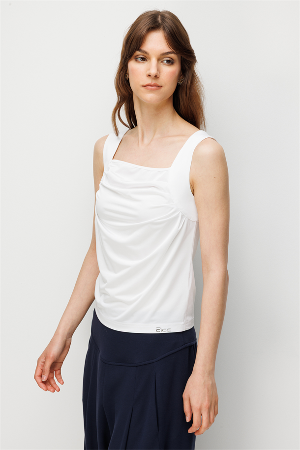 Drape Detay Askılı Bluz-KEMIK