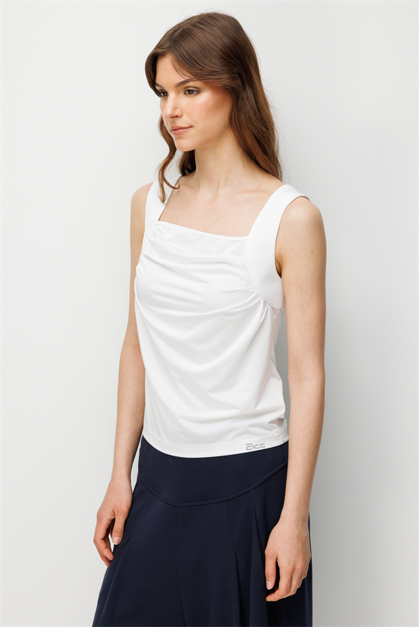 Drape Detay Askılı Bluz-KEMIK