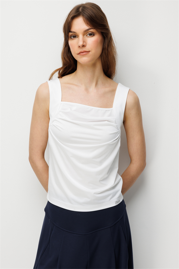 Drape Detay Askılı Bluz-KEMIK