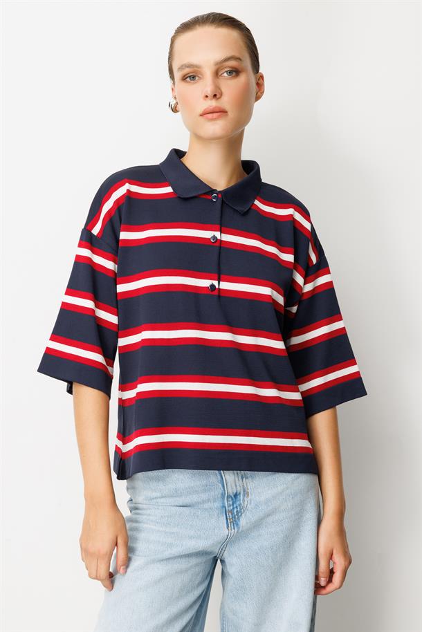 Düğme Detaylı Truvakar Kol Triko Kazak-LACI