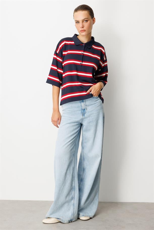 Düğme Detaylı Truvakar Kol Triko Kazak-LACI