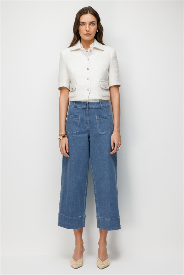 Düğme Detaylı Tüvit Ceket-EKRU