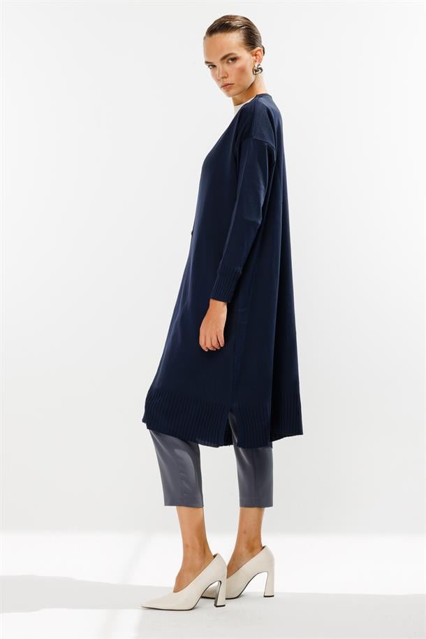 Düğmeli Uzun Triko Hırka-LACI