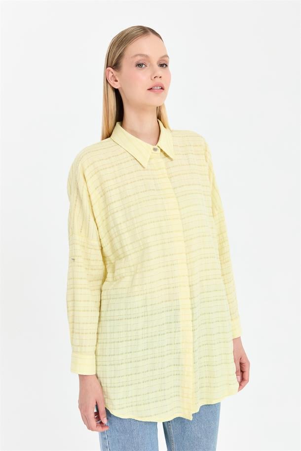 Ekose Coton Rahat Gömlek-SARI
