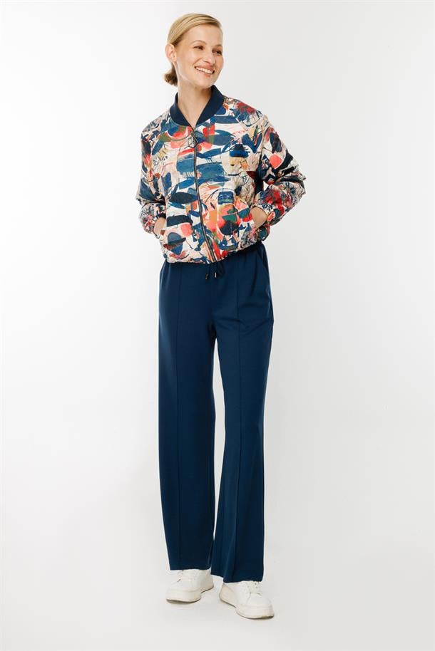 Fermuar Detaylı Kapitone Ceket-MAVİ