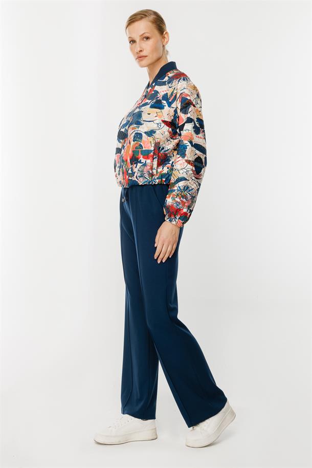 Fermuar Detaylı Kapitone Ceket-MAVİ