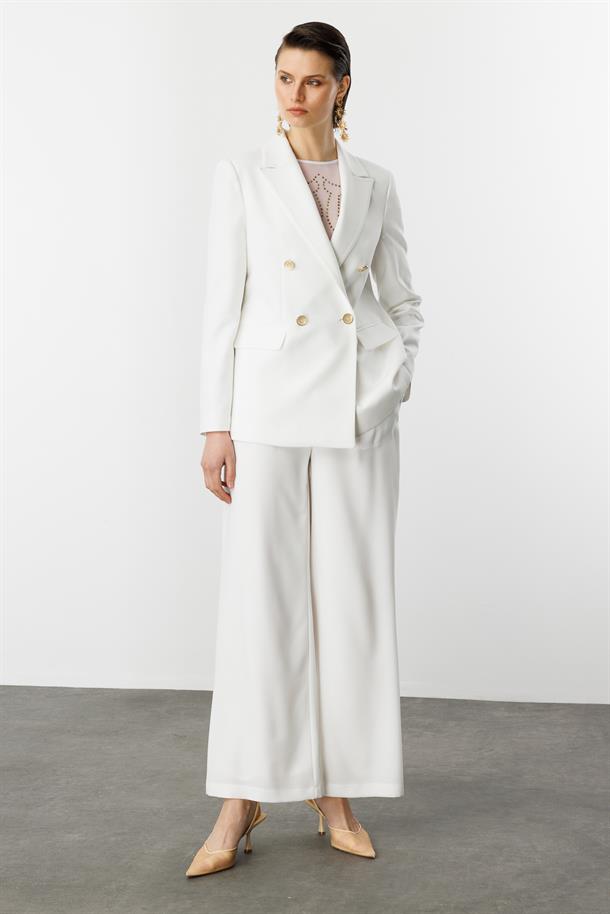 Kruvaze Yaka Hürrem Ceket-KEMIK