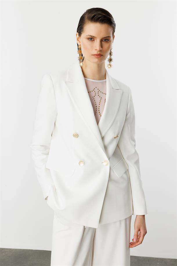 Kruvaze Yaka Hürrem Ceket-KEMIK