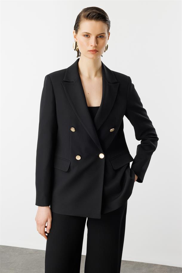 Kruvaze Yaka Hürrem Ceket-SİYAH