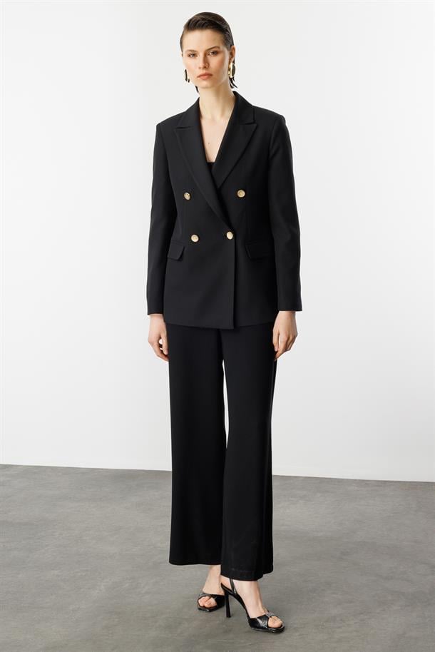 Kruvaze Yaka Hürrem Ceket-SİYAH