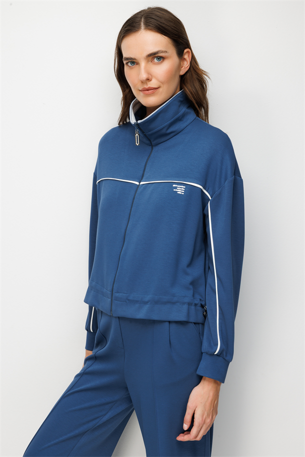 Fermuarlı Modal Bluz-İNDİGO