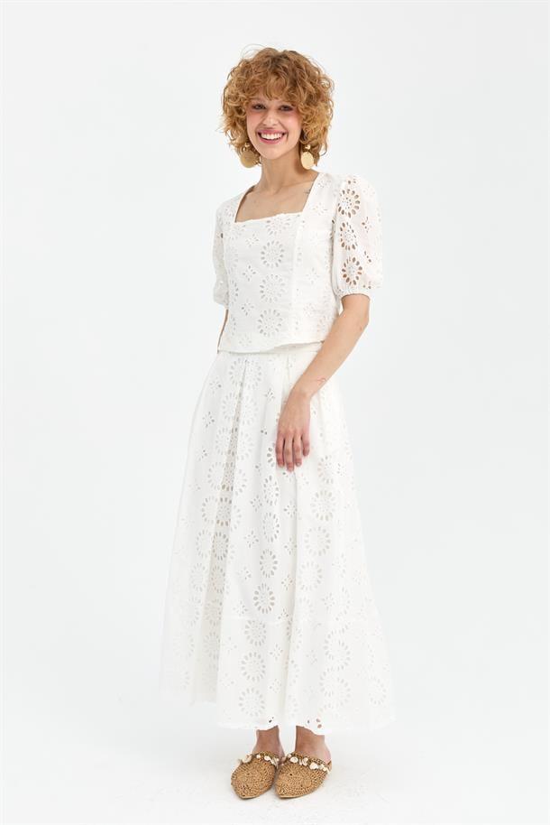 Fistolu ve Fermuar Detaylı Gömlek-KEMIK