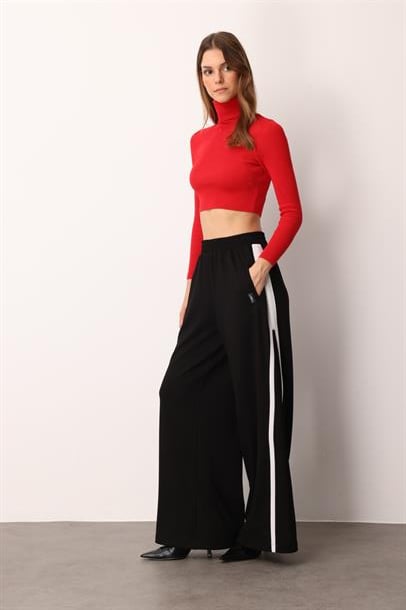 Geniş Paça Modal Pantolon-SİYAH