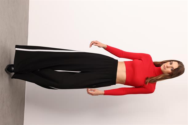 Geniş Paça Modal Pantolon-SİYAH