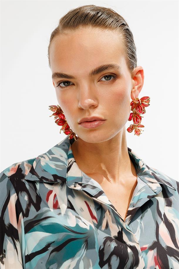 Gizli Düğmeli Uzun Kollu Gömlek-YEŞİL