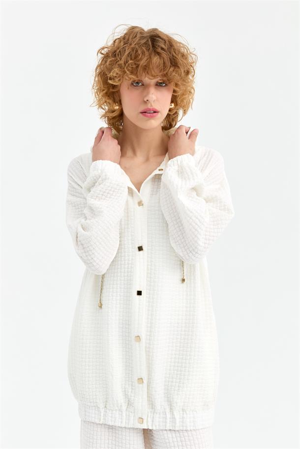 Gold İp ve Düğme Detaylı Kapüşonlu Ceket-KEMIK