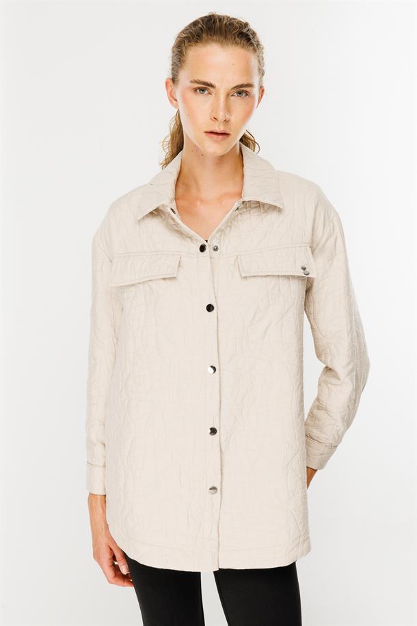 Gömlek Yaka Kapitone Kumaş Tunik-TAŞ