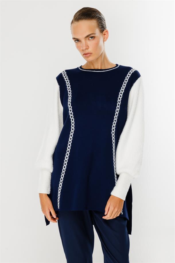 İki Renkli Triko Tunik-LACI