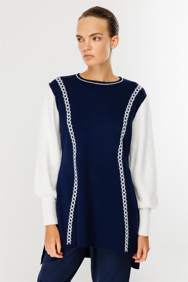 İki Renkli Triko Tunik-LACI