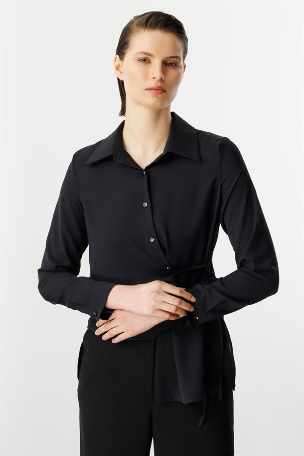 İp Detaylı Gömlek-SİYAH