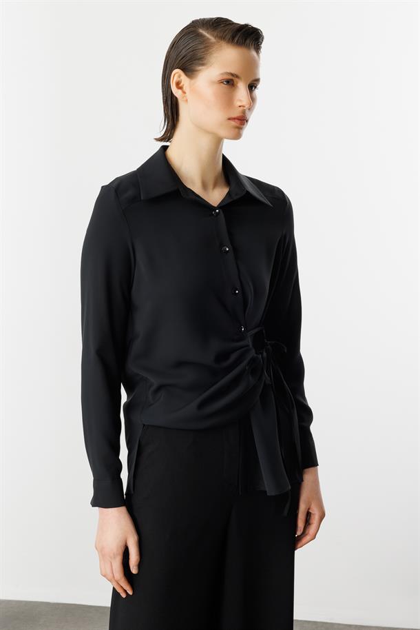 İp Detaylı Gömlek-SİYAH