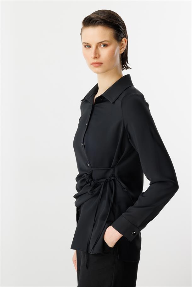 İp Detaylı Gömlek-SİYAH