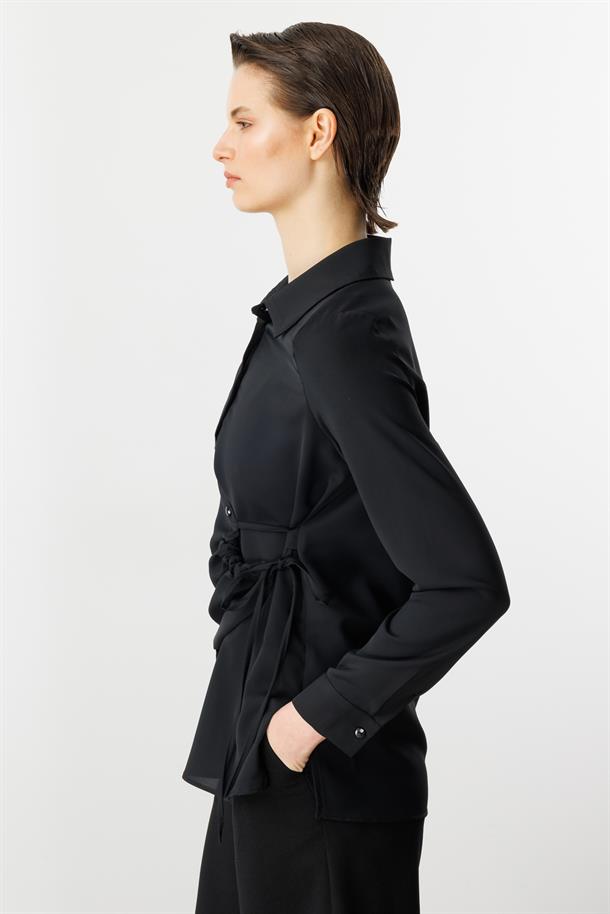 İp Detaylı Gömlek-SİYAH