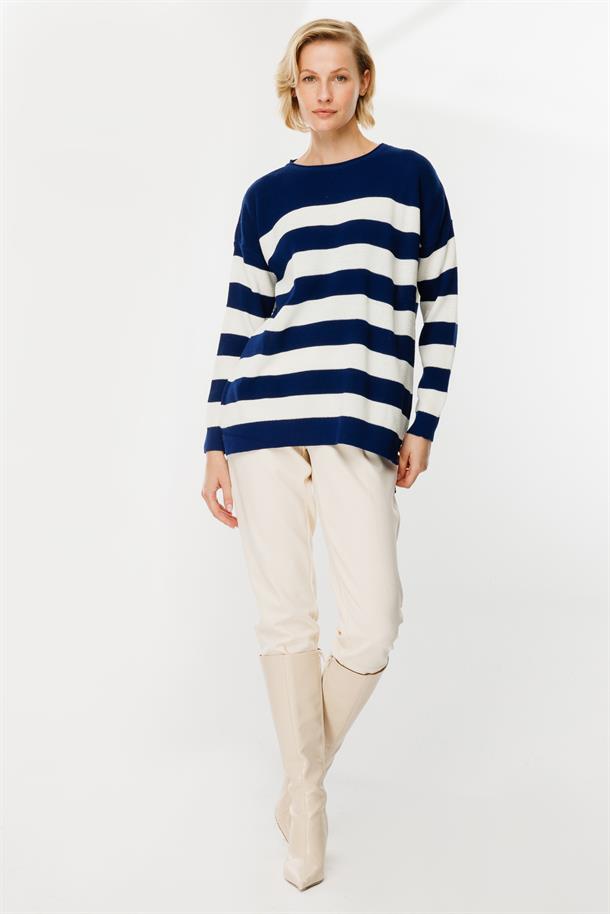 Kalın Çizgili Örgü Kazak-LACI