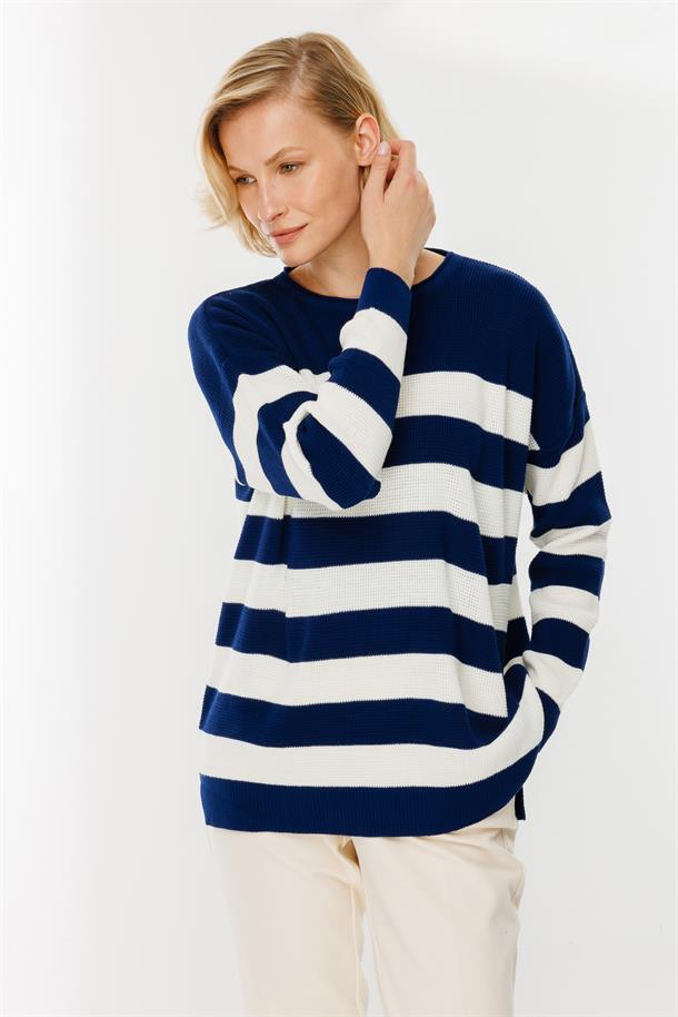 Kalın Çizgili Örgü Kazak-LACI