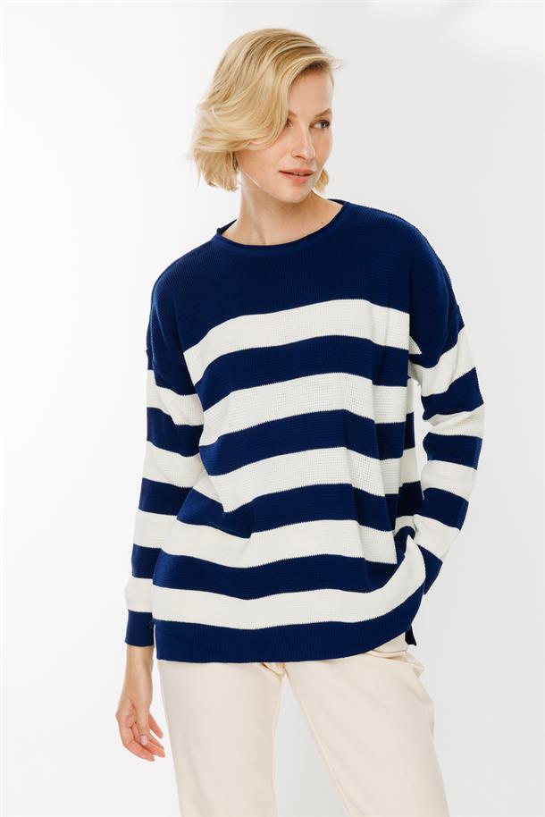 Kalın Çizgili Örgü Kazak-LACI