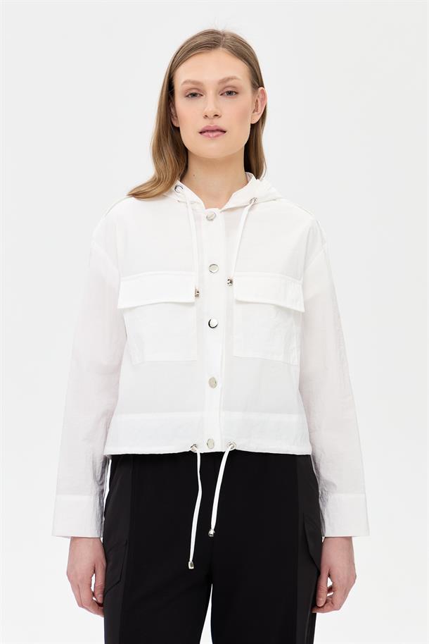 Kapüşonlu Cep Detaylı Paraşüt Ceket-KEMIK