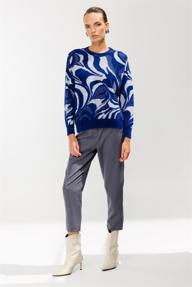 Karışık Desenli Triko Kazak-LACI