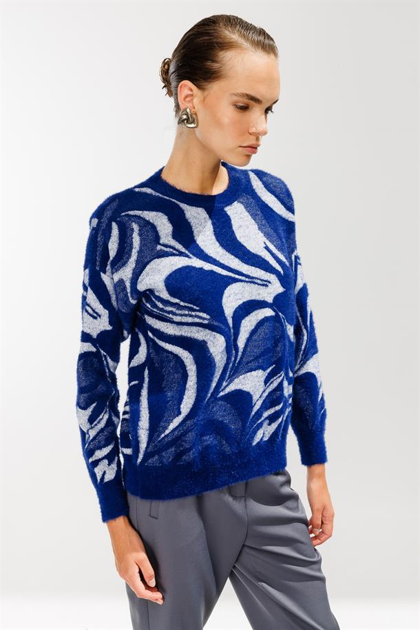 Karışık Desenli Triko Kazak-LACI