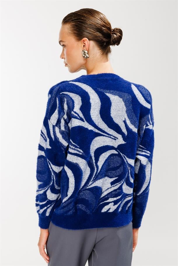 Karışık Desenli Triko Kazak-LACI