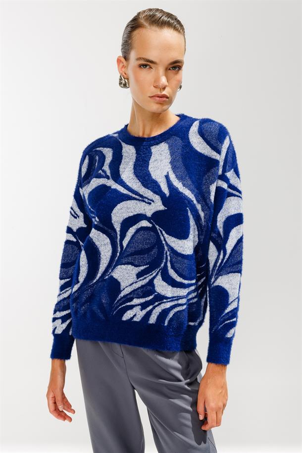 Karışık Desenli Triko Kazak-LACI