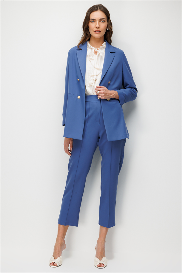 Katlanabilir Kol Detaylı Ceket-İNDİGO