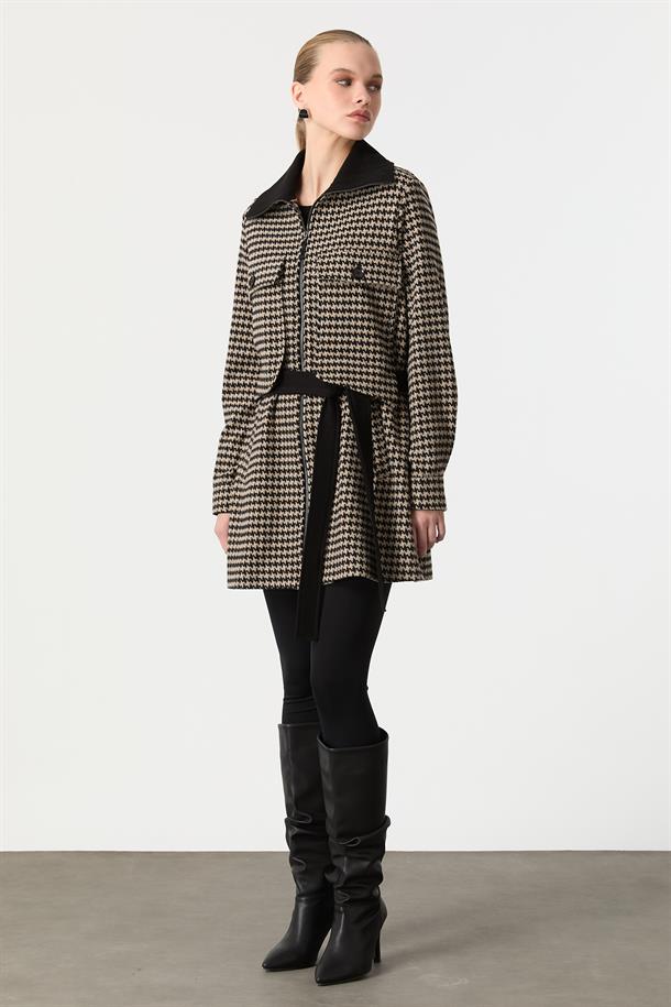 Kazayağı Desen Fermuar Detaylı Kaban-VİZON