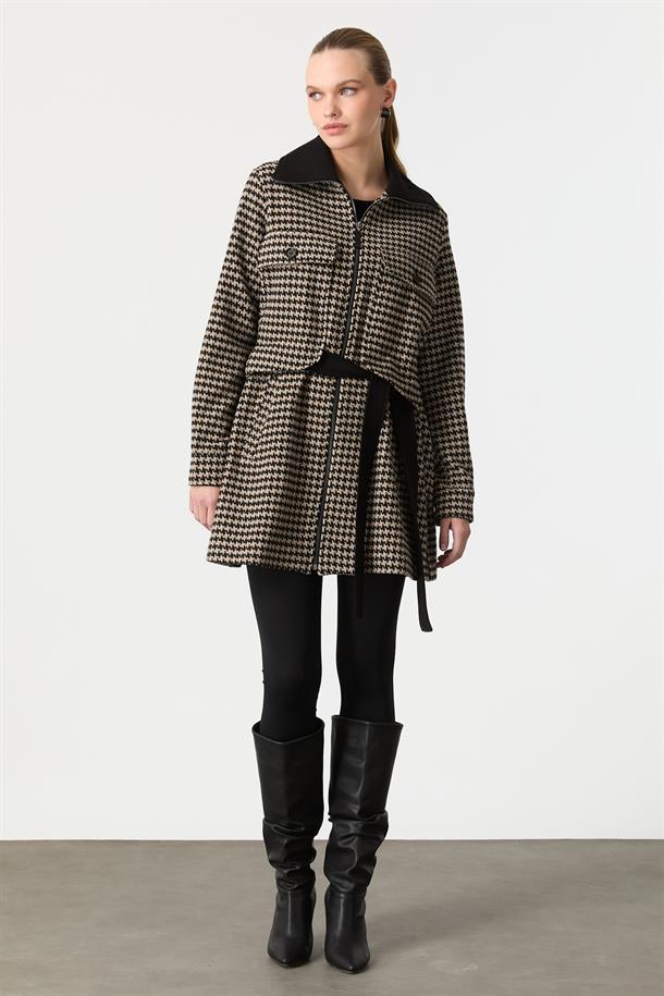 Kazayağı Desen Fermuar Detaylı Kaban-VİZON